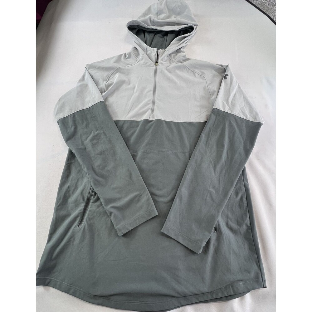 Under Armour Womens Large Fitted 2 Tone Gray Long Sleeve 1/4 Zip Pullover Hoodie
